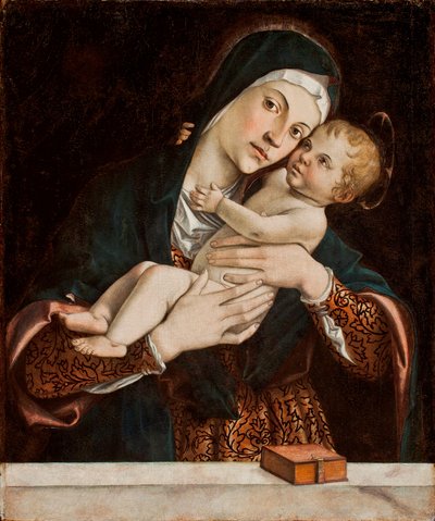 Neitsyt ja lapsi (tempera paneelissa) tekijältä Bartolomeo Montagna