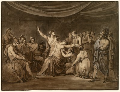 Akhilleus vannoo valan kostaa Hectorin tappaman Patrokloksen tekijältä Bartolomeo Pinelli