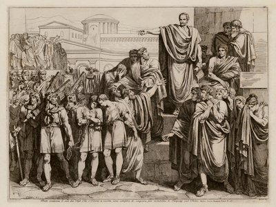 Brutus tuomitsee poikansa kuolemaan (etsaus) tekijältä Bartolomeo Pinelli