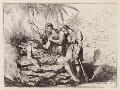 Pompeiuksen mestatun ruumiin polttaminen (etsaus) tekijältä Bartolomeo Pinelli