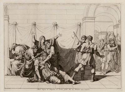 Tarquinus vanhemman kuolema (etsaus) tekijältä Bartolomeo Pinelli