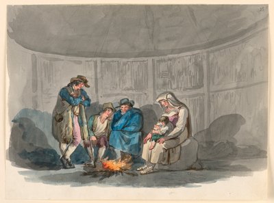 Piirros, Paimenkarja yöllä, 1807-08 tekijältä Bartolomeo Pinelli