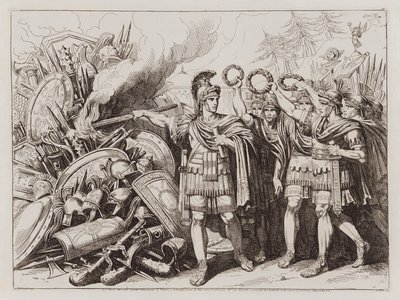 Gaius Marius polttaa Cimbrien ja Teutonien aseet. tekijältä Bartolomeo Pinelli