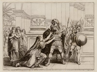 Massinissa päättää tehdä Sophonisbasta viisaan vaimon eikä roomalaisten hihasta (etsaus). tekijältä Bartolomeo Pinelli