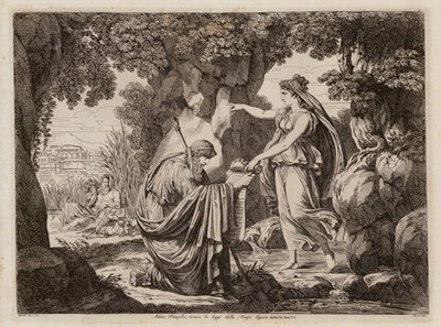 Numa Pompilius ja nymfi Egeria (etsaus) (etsaus) tekijältä Bartolomeo Pinelli
