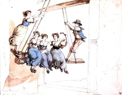 On the Swing (akvarelli kynällä paperille) tekijältä Bartolomeo Pinelli
