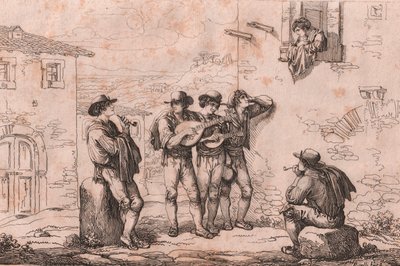 Serenade Roomassa, etsaus Bartolomeo Pinelli (Rooma tekijältä Bartolomeo Pinelli