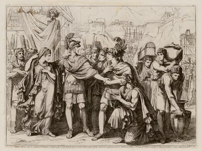 Scipio Africanuksen armollisuus (etsaus) (etching) tekijältä Bartolomeo Pinelli