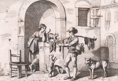 Carnacciaro, kissanlihan katukauppias, Bartolomeo Pinellin (Rooma tekijältä Bartolomeo Pinelli