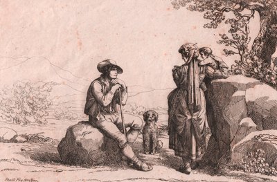 Kaksi tavallista vauvan ja koiran kanssa Fraine, Abruzzo, etsaus Bartolomeo Pinelli (Rooma tekijältä Bartolomeo Pinelli