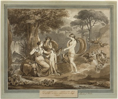 Venus esittelee Cupidon Calypsolle Telemachuksen seikkailuista, kirja 7 tekijältä Bartolomeo Pinelli