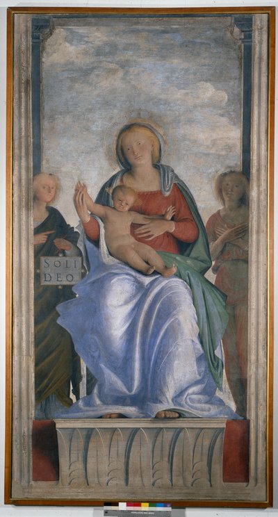 Madonna ja lapsi ja kaksi enkeliä tekijältä Bartolomeo Suardi Bramantino