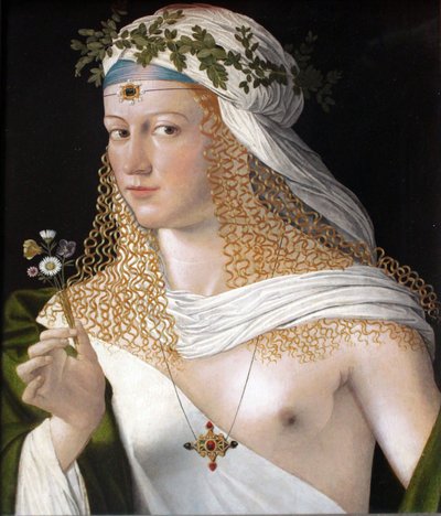 Kurtisaanin ihannoitu muotokuva Florana tekijältä Bartolomeo Veneto