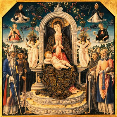 Madonna lapsen ja pyhien kanssa tekijältä Bartolomeo Vivarini