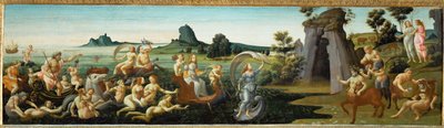 Thetiksen seuraajat hänen hääkulkueensa aikana ... tekijältä Bartolomeo di Giovanni