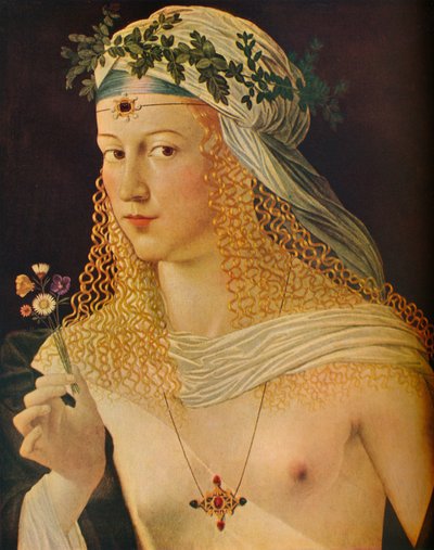 "Idealized Portrait of a Courtesaan as Flora", c1520 tekijältä Bartolommeo Veneto
