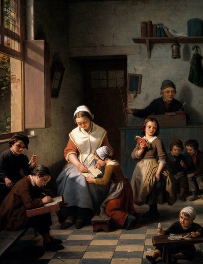 Koulun huone. Basile de Loosen (1809-1885) maalaus. tekijältä Basile de Loose