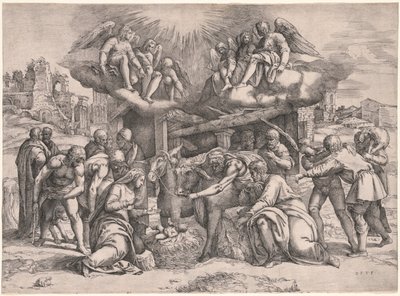 Paimenten palvonta, n. 1552. tekijältä Battista Franco