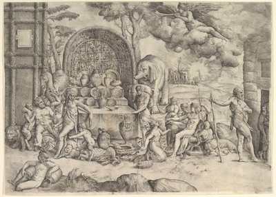 Amorin ja psyyken häät oikea paneeli, n. 1530-61. tekijältä Battista Franco Veneziano