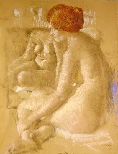 Nude Girl - Heijastuksia (liitu paperille) tekijältä Beatrice How
