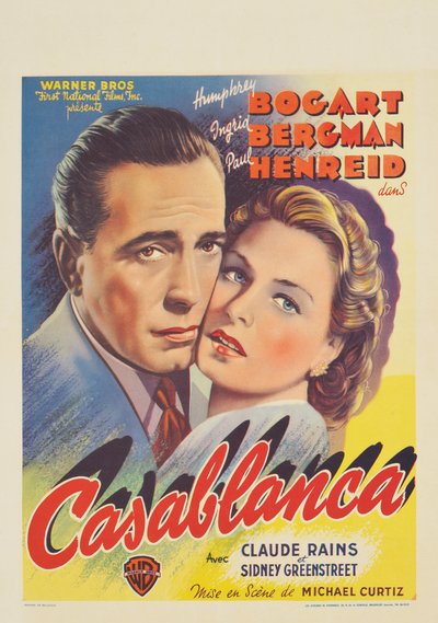 Belgialainen juliste, joka mainostaa elokuvaa "Casablanca" tekijältä Belgian School