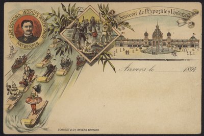 Kapteeni Boytonin maailman vesinäyttely, matkamuisto Exposition Internationale d"Anversista, Antwerpen, Belgia, 1894 tekijältä Belgian School