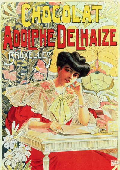 Adolphe Delhaize Chocolate -juliste, n. 1900 tekijältä Belgian School