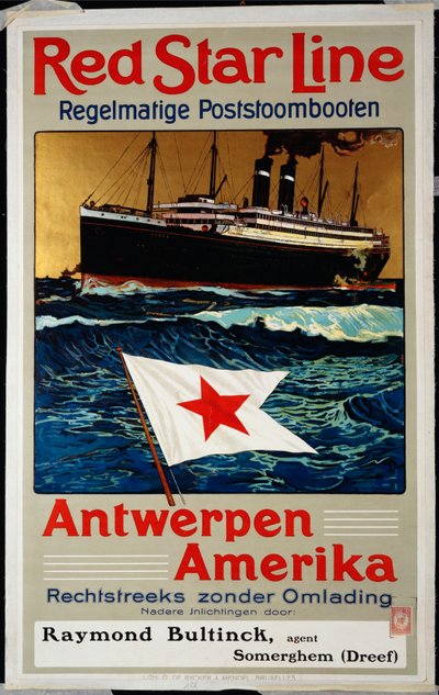Red Star Line, Antwerpen America, n. 1899 tekijältä Belgian School
