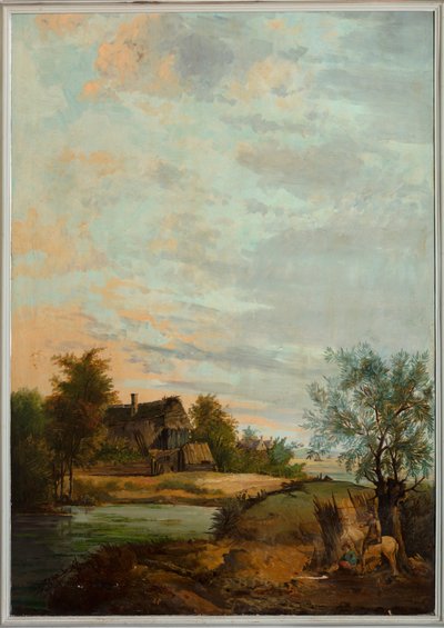 Toinen takahuone takana, kokoushuone, seinämaalauksia maalaiskohtauksilla klassiseen tyyliin, luultavasti vuodelta 1810, kohtaus 7 tekijältä Belgian School