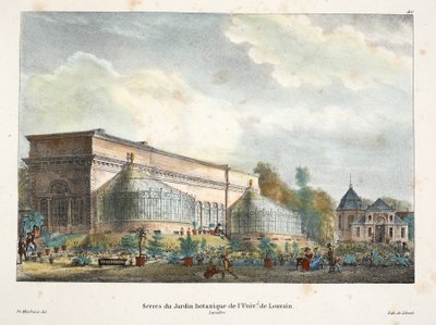 Louvainin yliopiston kasvitieteellisen puutarhan kasvihuoneet, n. 1895 (valokuva) tekijältä Belgian School