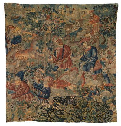 Metsästyskohtauksia kuvaava kuvakudos, mahdollisesti Tournaista, n. 1500 (villa) tekijältä Belgian School