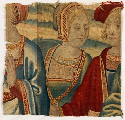 Miestä ja naista kuvaava kuvakudos, valmistettu mahdollisesti Brysselissä, Belgiassa, 1500-luvun alussa (villaa ja silkkiä) tekijältä Belgian School