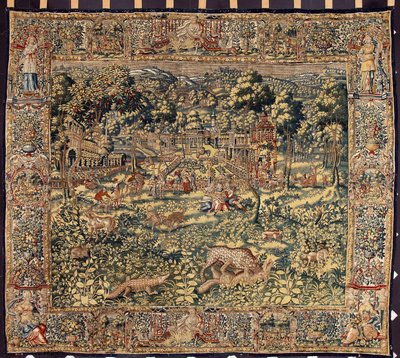 Brysselin valmistajien metsästyskudos. 1500-luvun Genes, Musei di Strada Nuova tekijältä Belgian School