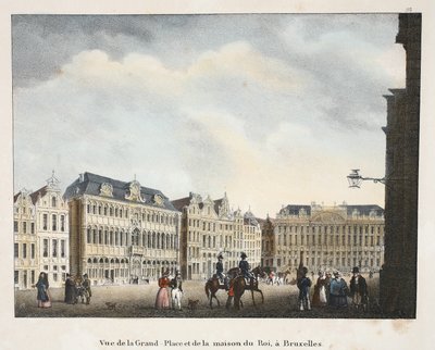 Näkymä Grand Placelle ja Maison du Roille, Brysselissä, n. 1895 (valokuva) tekijältä Belgian School