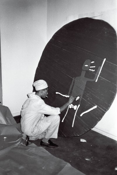 Jean-Michel Basquiatin maalaus "Record", Area, New York. tekijältä Ben Buchanan