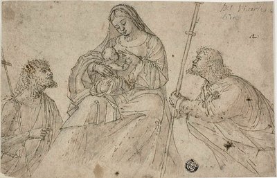 Neitsyt ja lapsi sekä pyhimykset Johannes Kastaja ja Rokko tekijältä Benedetto Carpaccio