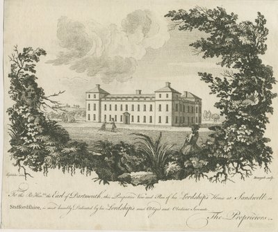 Sandwell Park - Hall: kuparilevykaiverrus, nd [c 1770] tekijältä Benezech