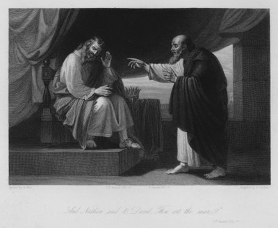 Naatan ja Daavid, II Samuel XII, 7 (kaiverrus) tekijältä Benjamin (after) West