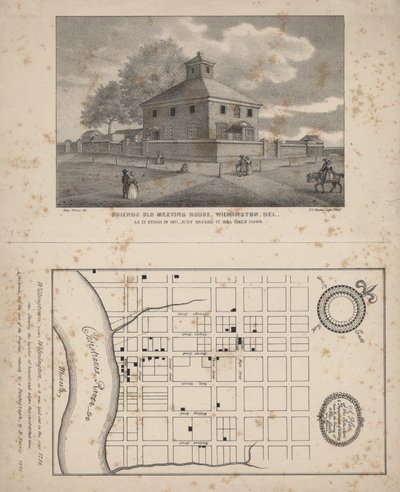 Friends Old Meeting House, Wilmington, Delaware, litho, P.S. Duval, 1845 tekijältä Benjamin Ferris