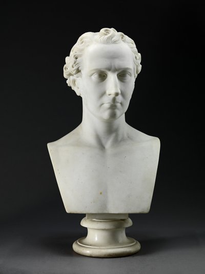 Taiteilijan veljen, kuvanveistäjä, John Gibsonin (1790-1866) muotokuva 1837-38 (Carraran marmori) tekijältä Benjamin Gibson