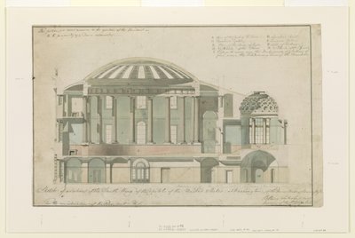 Yhdysvaltain Capitolin eteläsiiven osa, 1803 (tussi ja tussi, pesu paperille) tekijältä Benjamin Henry Latrobe