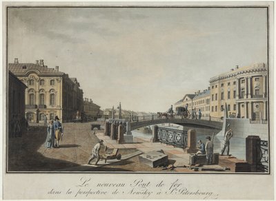 Näkymä Pietarin vihreälle sillalle - Benjamin Paterssen (1748-1815). Etsaus, akvarelli, vuoden 1808 jälkeen. Pietarin valtionhistoriallinen museo tekijältä Benjamin Patersson
