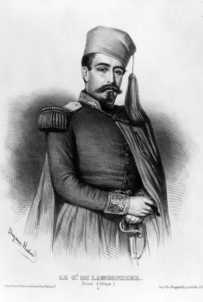 Ranskalaisen kenraalin Louis Juchault de Lamoricieren (1806-1865) muotokuva (piirustus) tekijältä Benjamin Roubaud