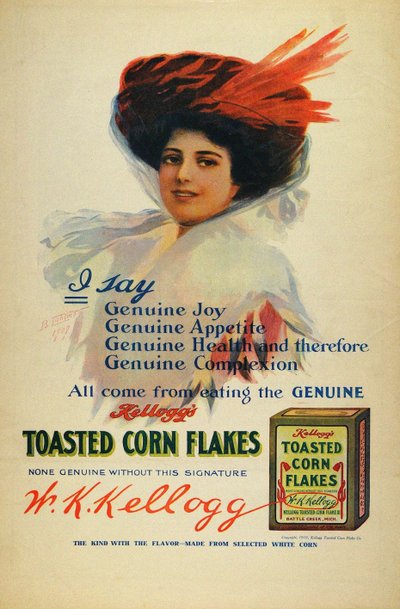 Kelloggs Cornflakes -juliste, 1910 tekijältä Benjamin Tichtman