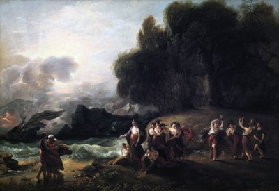 Calypsos Telemachuksen ja Mentorin vastaanotto, 1801. tekijältä Benjamin West