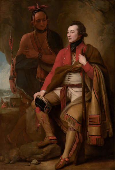 Eversti Guy Johnson ja Karonghyontye (kapteeni David Hill) tekijältä Benjamin West