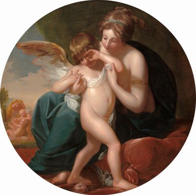 Amor, mehiläisen pisti, äitinsä vaalii, 1774. tekijältä Benjamin West