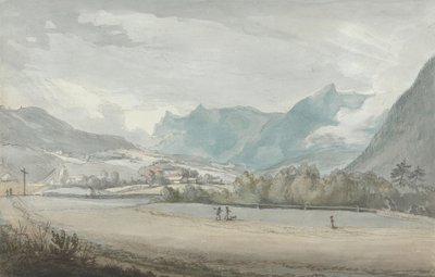 Vuoristomaisema ja ihmishahmoja tekijältä Benjamin West