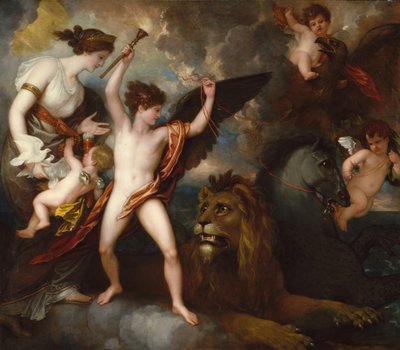 Omnia Vincit Amor, tai Rakkauden voima kolmessa elementissä. tekijältä Benjamin West