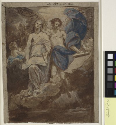 Tutkimus maalaukselle Enkelit ilmestyvät paimenille, 1774 tekijältä Benjamin West